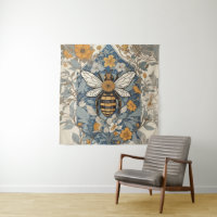 Vintage Bee and Wild Flowers