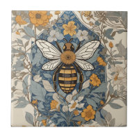 Vintage Bee and Wild Flowers