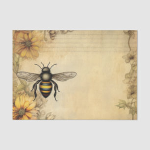 Vintage Bee and Wildflower Ephemera Tissue Paper