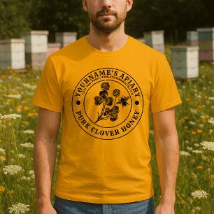 Vintage Bee Apiary Clover Honey Label Template T-Shirt
