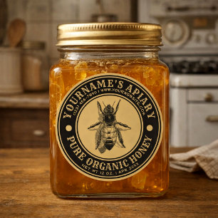 Vintage Bee Apiary Gold Honey Label Template