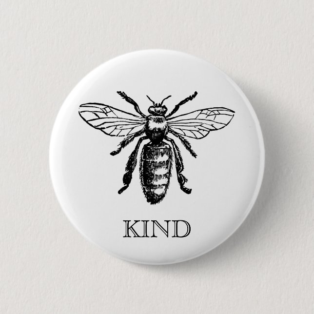 Vintage Bee Be Kind Button (Front)