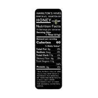 Vintage Bee Black 2020 Nutrition Facts Honey Label