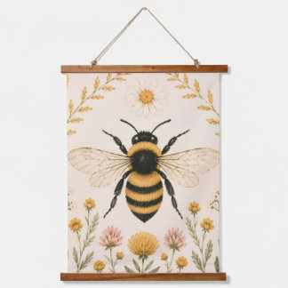 Vintage Bee Botanical Wall Tapestry