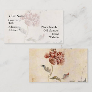Vintage Bee, Butterfly and Poppy Watercolor Business Card