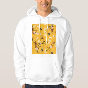 Vintage Bee & Butterfly: Embroidered Floral Art Hoodie