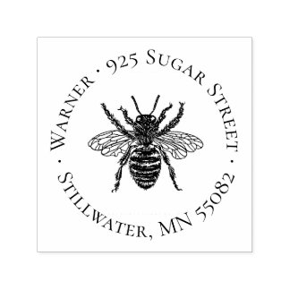 Vintage Bee Circle Address Stamp