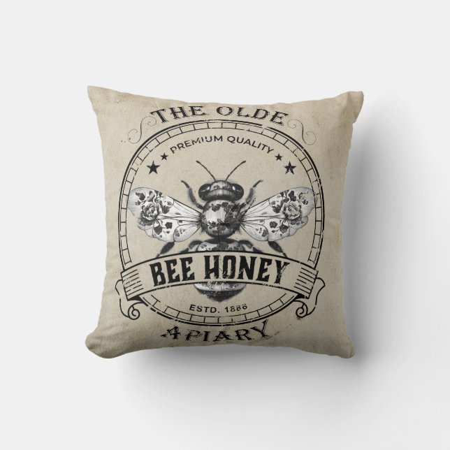 Vintage Bee Farm Logo Pillow (Front)