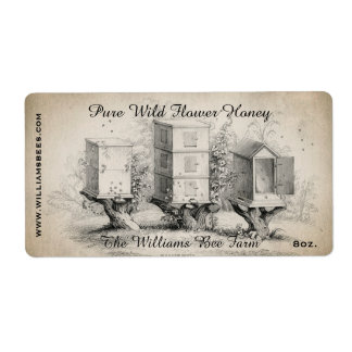 Vintage Bee Hives Honey Jar Label
