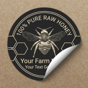 Vintage Bee Homemade Honey Jar Beekeeper Farm Classic Round Sticker