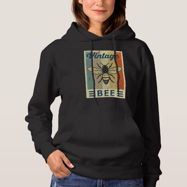 Vintage Bee Honey Beekeeper Beekeeping Hoodie (Front)