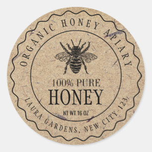 Vintage Bee Honey Jar Craft Paper Product Label