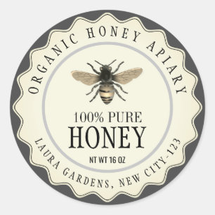 Vintage Bee Honey Jar Custom Label