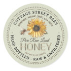 Vintage Bee Honey Label Hand Bottled Raw