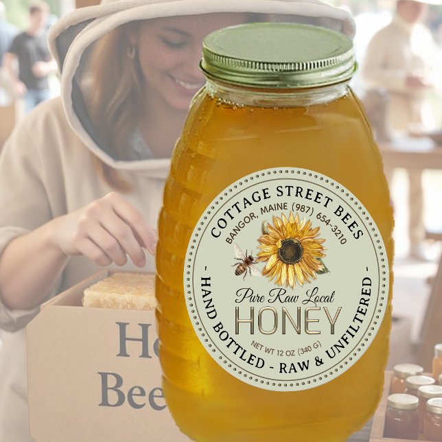 Vintage Bee Honey Label Hand Bottled Raw (Creator Uploaded)