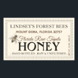 Vintage Bee Honey Label Hand Bottled Raw<br><div class="desc">Design features a vintage honey bee illustration. Personalise with your apiary name,  address and honey description (raw,  hand bottled,  single source etc.). Also include your honey net weight. Common honey net weight conversions: 8oz (227g),  12oz (340g),  16oz (454g),  32oz (907g),  5lb (2.27kg).</div>