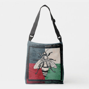 Vintage Bee Insect Colourful Illustration Crossbody Bag