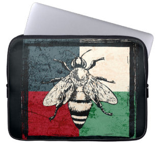 Vintage Bee Insect Colourful Illustration Laptop Sleeve