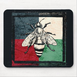 Vintage Bee Insect Colourful Illustration Mouse Mat