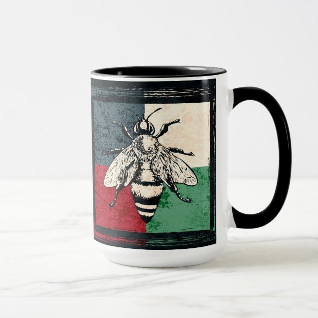 Vintage Bee Insect Colourful Illustration Mug (Right)