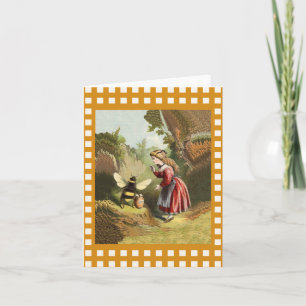 Vintage Bee Little Girl Honey Pot Card