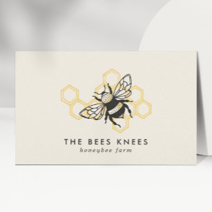 Vintage Bee Logo Rustic Honeybee Beekeeper Business Card