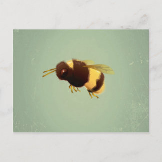 Vintage Bee On Green Background Pattern Postcard