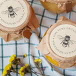 Vintage Bee | Organic Honey | Retro Classic Round Sticker<br><div class="desc">This vintage sticker features a beautiful hand drawn black bee over a carton background.</div>