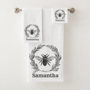 Vintage Bee Ornate Bath Towel Set