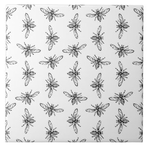 Vintage Bee Pattern CUSTOM BACKGROUND COLOR Tile