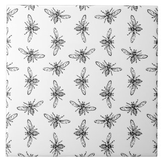 Vintage Bee Pattern CUSTOM BACKGROUND COLOR Tile