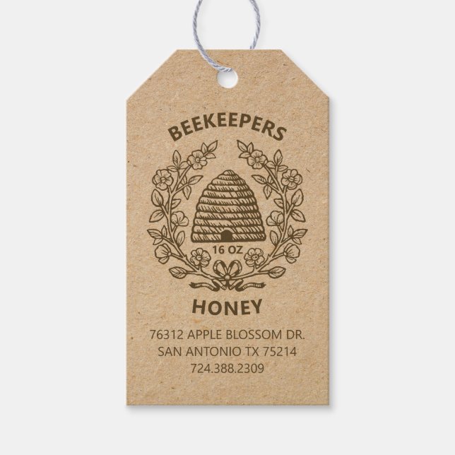 Vintage Bee Rustic Honey Gift Tag (Front)