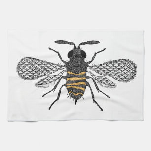 vintage bee tea towel