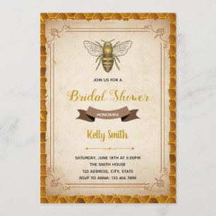 Vintage  bee theme invitation
