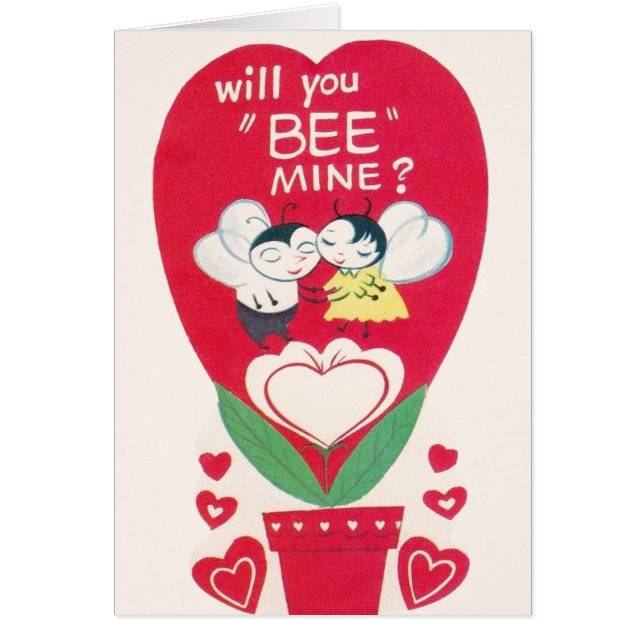 Vintage Bee Valentine's Day Greeting Card (Front)