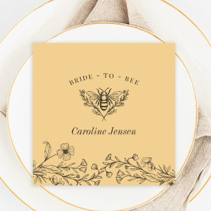 Vintage Bee Wildflower Yellow Shower Napkin