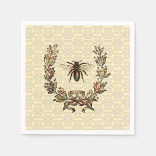 Vintage Bee Wreath Napkin