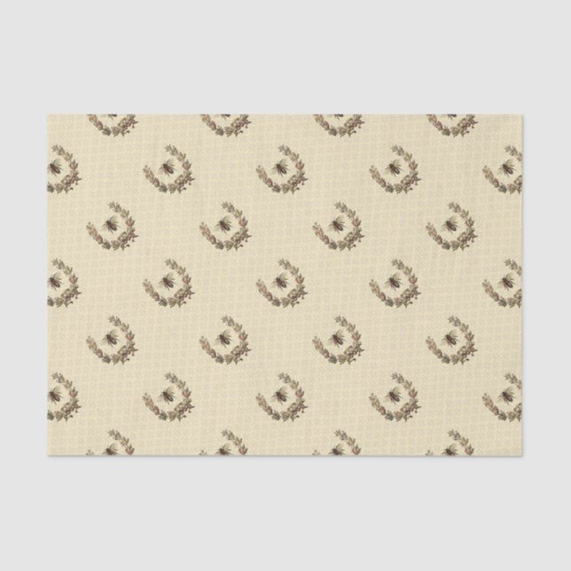 Vintage Bee Wreath Tissue Paper (Front)