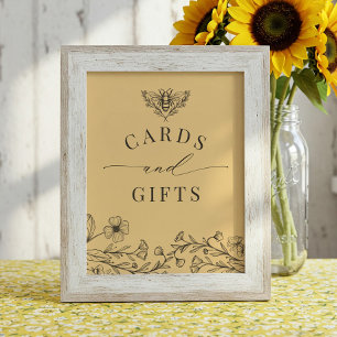 Vintage Bee Yellow Cards & Gifts Sign