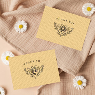Vintage Bee Yellow Thank You Card