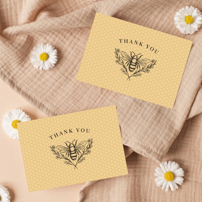 Vintage Bee Yellow Thank You Card (Creator Uploaded)