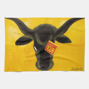 Vintage Beef Bouillon Cube Kitchen Towel Bull Art