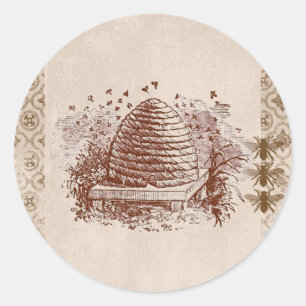Vintage Beehive Beekeeping Classic Round Sticker