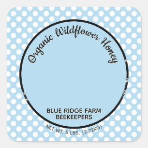 Vintage Beehive Blue Polka Dot Honey Stickers