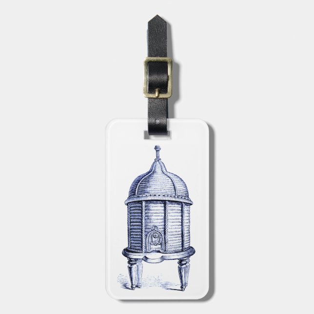 Vintage Beehive Blue Tint Luggage Tag (Front Vertical)