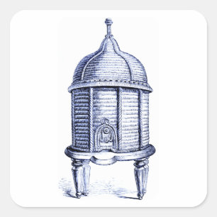 Vintage Beehive Blue Tint Square Sticker