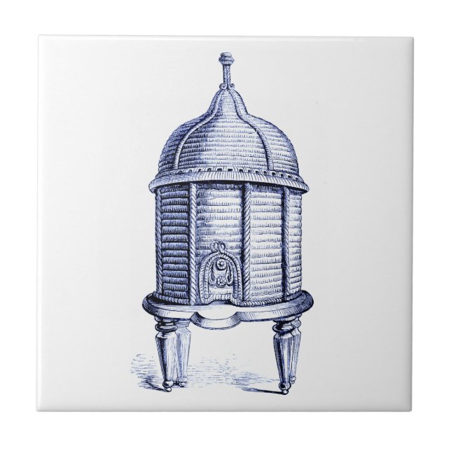 Vintage Beehive Blue Tint Tile (Front)