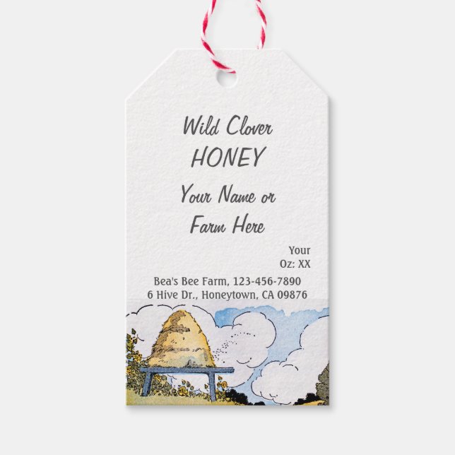 Vintage Beehive Custom Honey Editable Tag (Front)