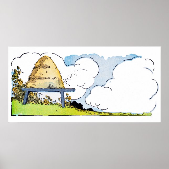 Vintage Beehive with Clouds Landscape Kitchen Art Poster (Front)