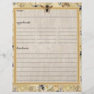 Vintage Beekeeper Recipe Inserts